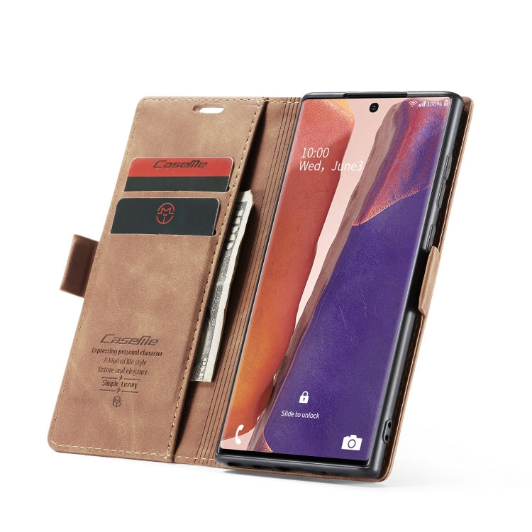 For Samsung Galaxy Note20 CaseMe Multifunctional Horizontal Flip Leather Case, with Card Slot & Holder & Wallet(Brown)
