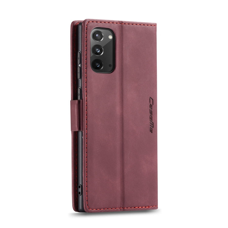 For Samsung Galaxy Note20 CaseMe Multifunctional Horizontal Flip Leather Case, with Card Slot & Holder & Wallet(Wine Red)