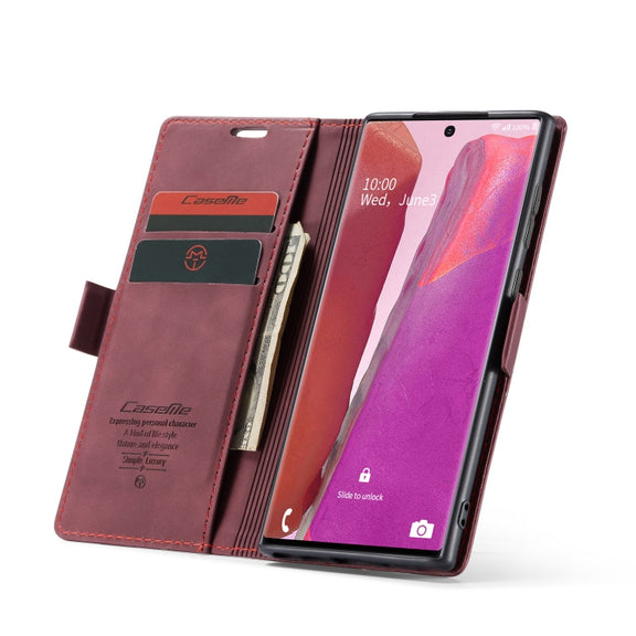 For Samsung Galaxy Note20 CaseMe Multifunctional Horizontal Flip Leather Case, with Card Slot & Holder & Wallet(Wine Red)