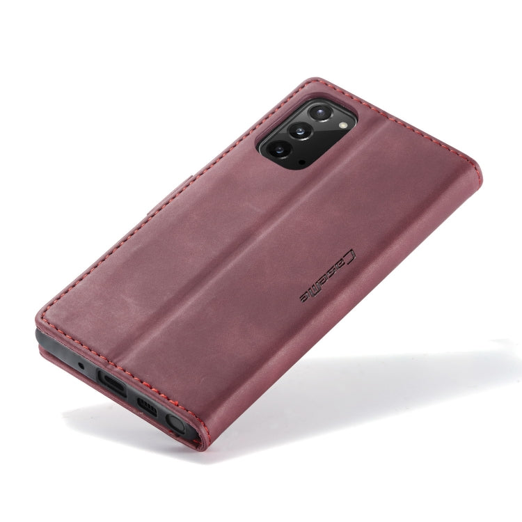 For Samsung Galaxy Note20 CaseMe Multifunctional Horizontal Flip Leather Case, with Card Slot & Holder & Wallet(Wine Red)