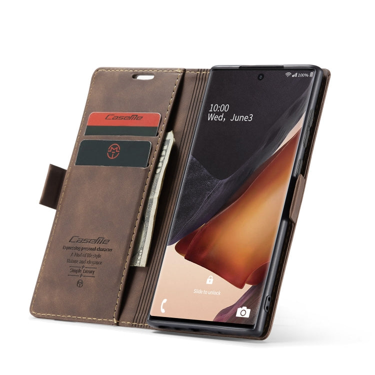 For Samsung Galaxy Note20 CaseMe Multifunctional Horizontal Flip Leather Case, with Card Slot & Holder & Wallet(Coffee) - Galaxy Note20 Cases by CaseMe | Online Shopping South Africa | PMC TechLife | Buy Now Pay Later Mobicred