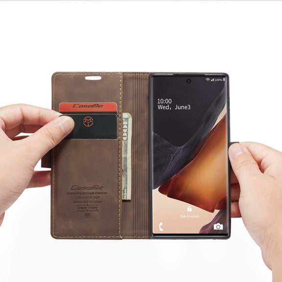 For Samsung Galaxy Note20 CaseMe Multifunctional Horizontal Flip Leather Case, with Card Slot & Holder & Wallet(Coffee)