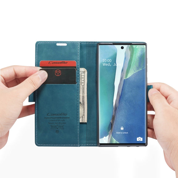 For Samsung Galaxy Note20 Ultra CaseMe Multifunctional Horizontal Flip Leather Case, with Card Slot & Holder & Wallet(Blue)