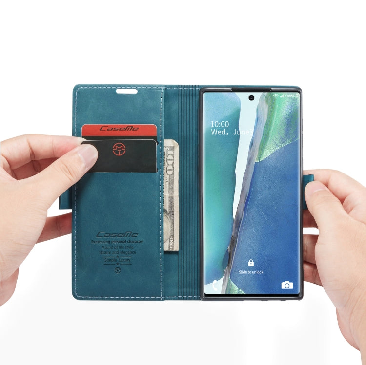 For Samsung Galaxy Note20 Ultra CaseMe Multifunctional Horizontal Flip Leather Case, with Card Slot & Holder & Wallet(Blue)