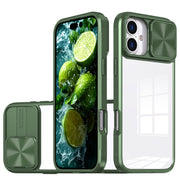 For iPhone 16 Sliding Camshield Acrylic Hybrid TPU Phone Case(Olive Green)