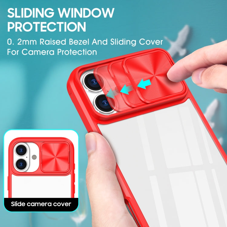 For iPhone 16 Sliding Camshield Acrylic Hybrid TPU Phone Case(Red) - iPhone 16 Cases by PMC TechLife | Online Shopping South Africa | PMC TechLife | Buy Now Pay Later Mobicred