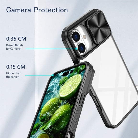 For iPhone 16 Pro Sliding Camshield Acrylic Hybrid TPU Phone Case(Black)
