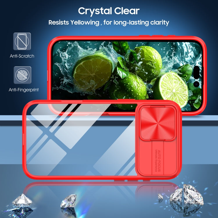 For iPhone 16 Pro Sliding Camshield Acrylic Hybrid TPU Phone Case(Red)