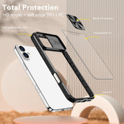 For iPhone 16 Plus Sliding Camshield Acrylic Hybrid TPU Phone Case(Black)