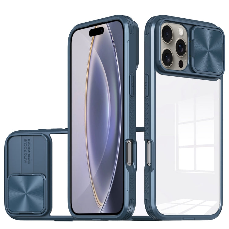 For iPhone 16 Pro Max Sliding Camshield Acrylic Hybrid TPU Phone Case(Navy Blue) - free shipping - PMC TechLife - Order now!