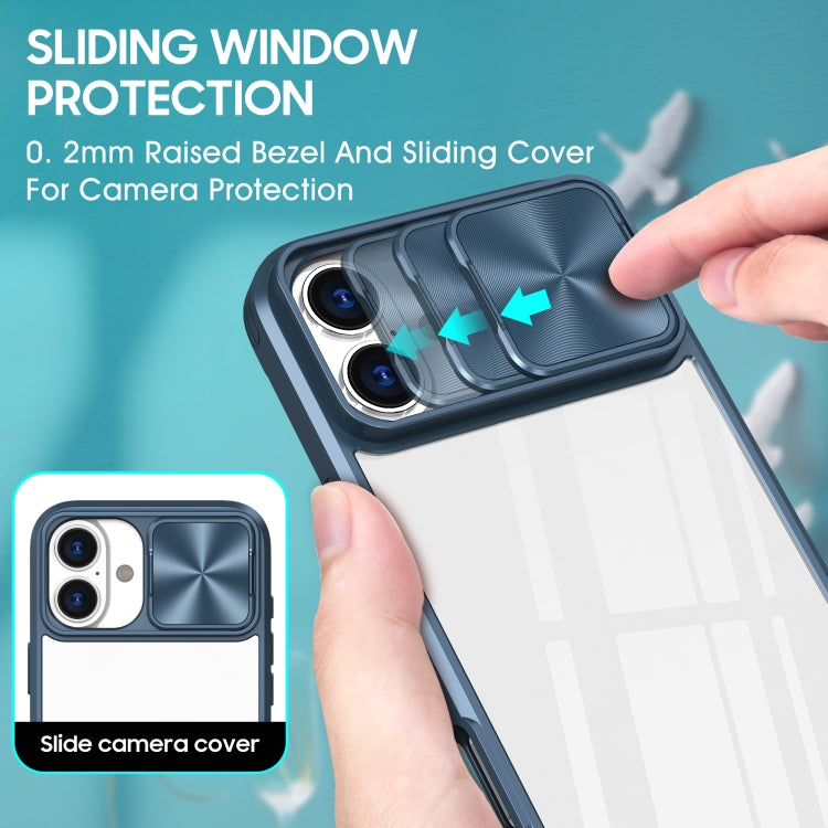 For iPhone 16 Pro Max Sliding Camshield Acrylic Hybrid TPU Phone Case(Navy Blue) - free shipping - PMC TechLife - Order now!