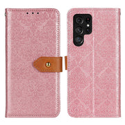 For Samsung Galaxy S25 Ultra 5G European Floral Embossed Leather Phone Case(Pink)