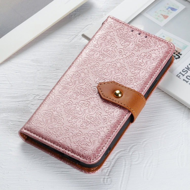 For Samsung Galaxy S25 Ultra 5G European Floral Embossed Leather Phone Case(Pink)
