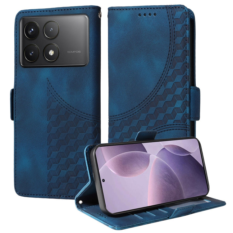 For Redmi K70 / K70 Pro Embossed Rhombus Starry Leather Phone Case(Blue) - free shipping - PMC Jewellery - Order now!
