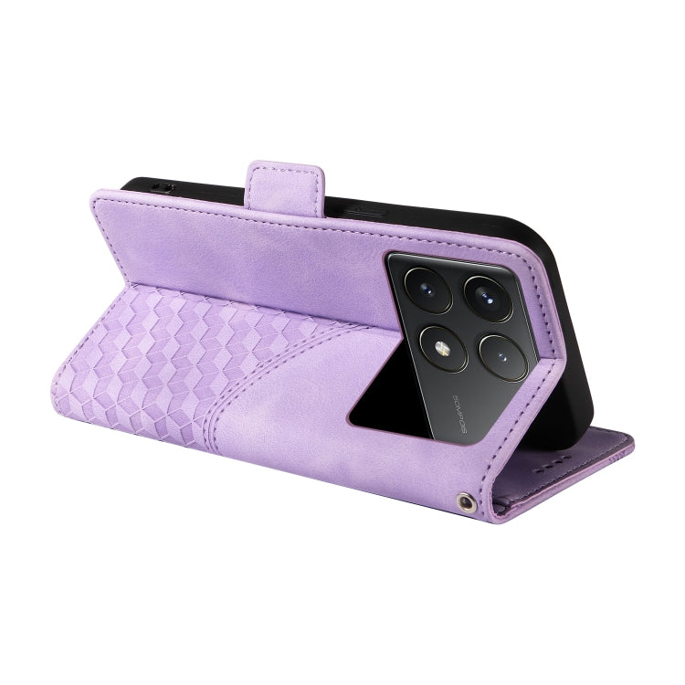 For Redmi K70 / K70 Pro Embossed Rhombus Starry Leather Phone Case(Purple)
