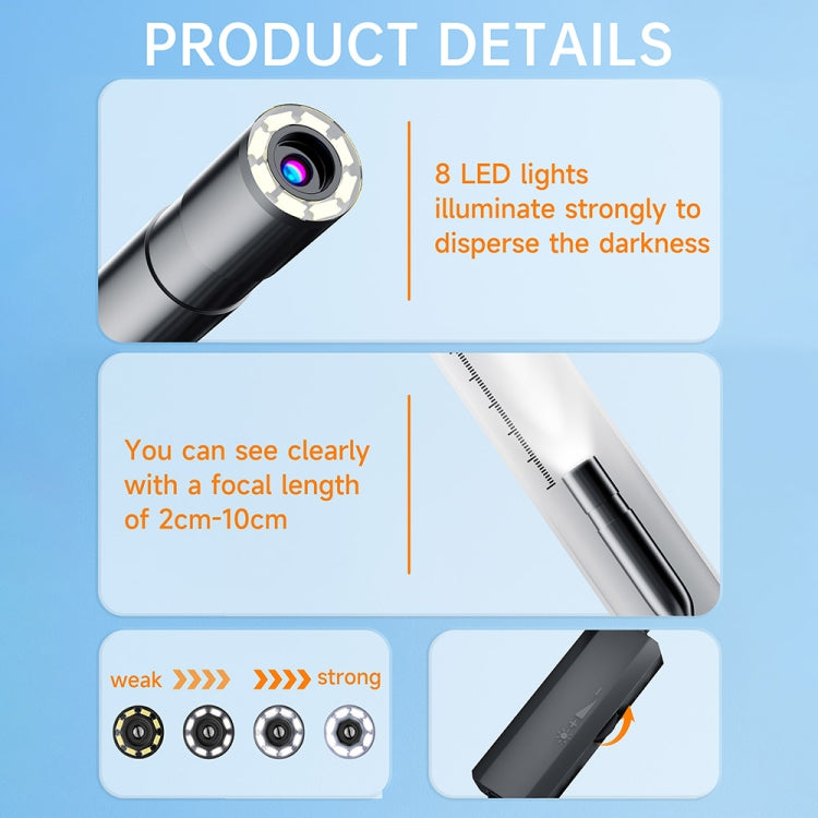 AN112 2 in 1 USB-C / Type-C + 8 Pin Interface 8mm HD Industry Endoscope, Length:3.5m Hard Tube