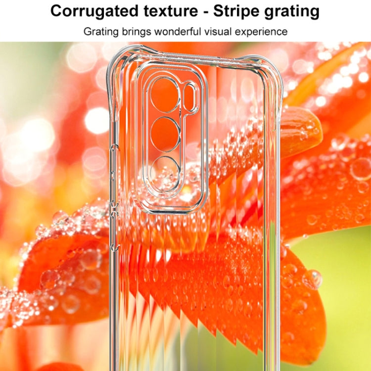 For OPPO Reno12 Global IMAK Corrugated Texture Airbag TPU Phone Case(Transparent Black)