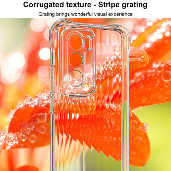 For OPPO Reno12 Pro Global IMAK Corrugated Texture Airbag TPU Phone Case(Transparent Black)