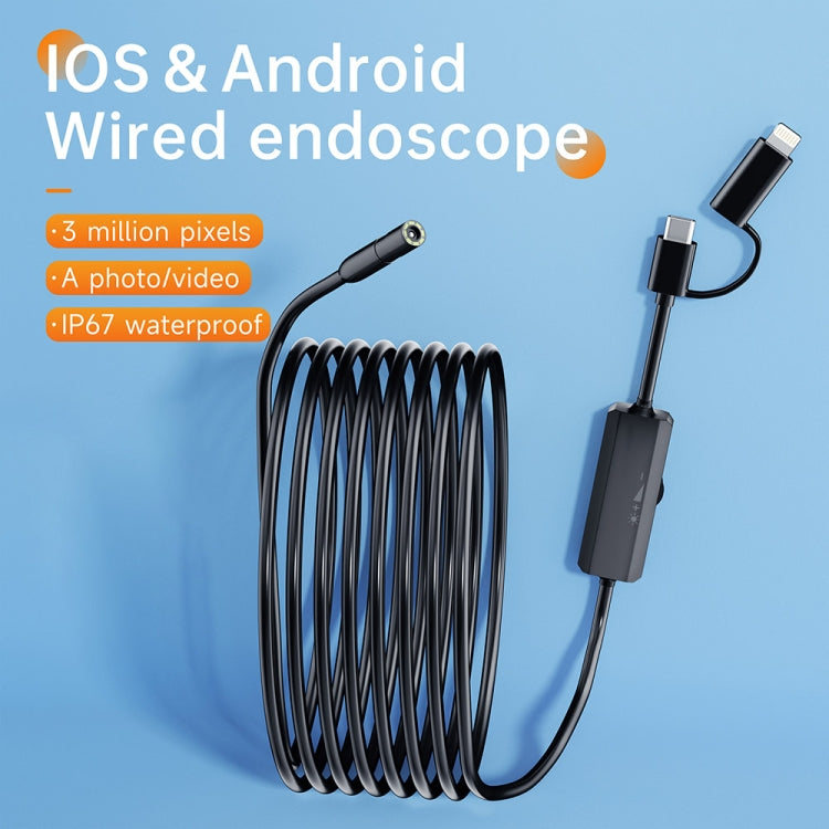 AN112 2 in 1 USB-C / Type-C + 8 Pin Interface 5.5mm HD Industry Endoscope, Length:2m Soft Tube -  by PMC TechLife | Online Shopping South Africa | PMC TechLife | Buy Now Pay Later Mobicred