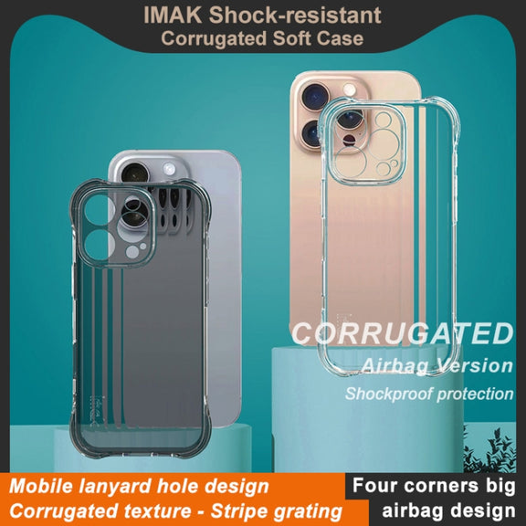 For iPhone 16 Pro IMAK Corrugated Texture Airbag TPU Phone Case(Transparent)