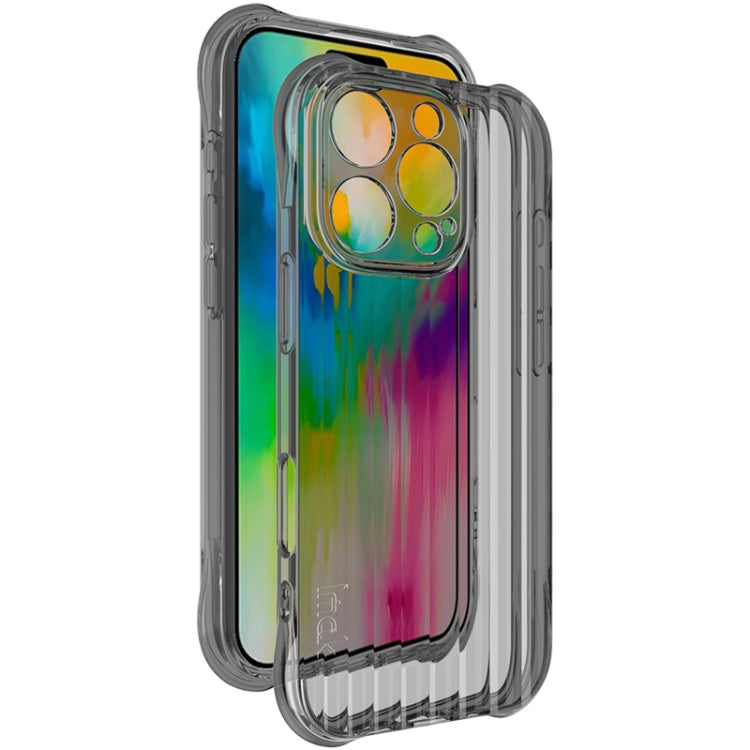 For iPhone 16 Pro IMAK Corrugated Texture Airbag TPU Phone Case(Transparent Black) - iPhone 16 Pro Cases by imak | Online Shopping South Africa | PMC TechLife | Buy Now Pay Later Mobicred