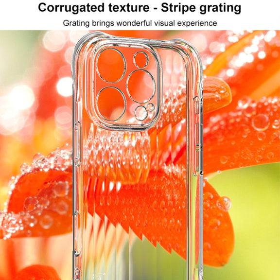 For iPhone 16 Pro Max IMAK Corrugated Texture Airbag TPU Phone Case(Transparent)