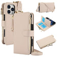 For iPhone 16 Pro Crossbody Ring Multifunctional Wallet Leather Phone Case(White) - More iPhone Cases by PMC TechLife | Online Shopping South Africa | PMC TechLife | Buy Now Pay Later Mobicred