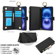 For iPhone 16 Plus Crossbody Ring Multifunctional Wallet Leather Phone Case(Black)