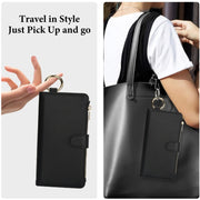 For iPhone 16 Plus Crossbody Ring Multifunctional Wallet Leather Phone Case(Black)