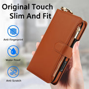 For iPhone 16 Plus Crossbody Ring Multifunctional Wallet Leather Phone Case(Brown)