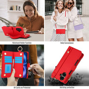 For iPhone 16 Crossbody Ring Multifunctional Wallet Leather Phone Case(Red)