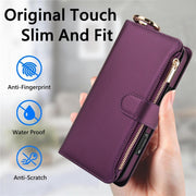 For iPhone 16 Crossbody Ring Multifunctional Wallet Leather Phone Case(Dark Purple)