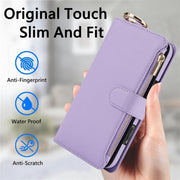 For iPhone 16 Crossbody Ring Multifunctional Wallet Leather Phone Case(Purple)
