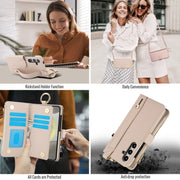 For Samsung Galaxy S24 5G Crossbody Ring Multifunctional Wallet Leather Phone Case(White)