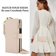 For Samsung Galaxy S24 5G Crossbody Ring Multifunctional Wallet Leather Phone Case(White)