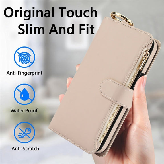 For Samsung Galaxy S24 5G Crossbody Ring Multifunctional Wallet Leather Phone Case(White)