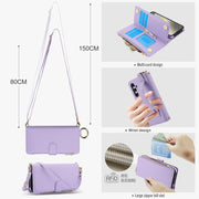 For Samsung Galaxy S24 5G Crossbody Ring Multifunctional Wallet Leather Phone Case(Purple)