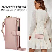 For Samsung Galaxy S24+ 5G Crossbody Ring Multifunctional Wallet Leather Phone Case(Rose Gold)