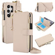 For Samsung Galaxy S24 Ultra 5G Crossbody Ring Multifunctional Wallet Leather Phone Case(White) - free shipping - PMC Jewellery - Order now!