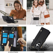 For Samsung Galaxy S24 Ultra 5G Crossbody Ring Multifunctional Wallet Leather Phone Case(Black)