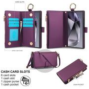 For Samsung Galaxy S24 Ultra 5G Crossbody Ring Multifunctional Wallet Leather Phone Case(Dark Purple)