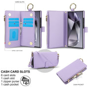 For Samsung Galaxy S24 Ultra 5G Crossbody Ring Multifunctional Wallet Leather Phone Case(Purple)