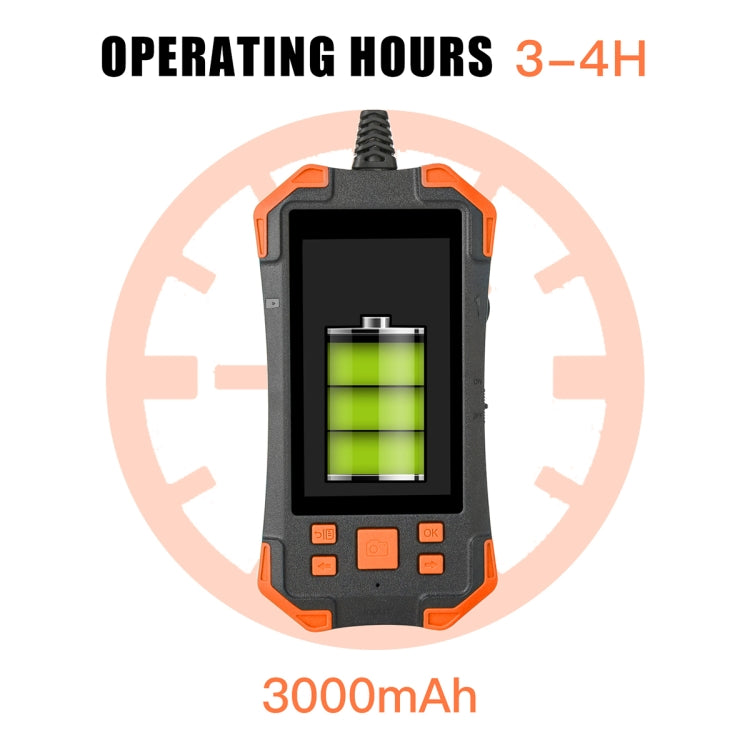 T20 4.3 inch IPS Screen 5.5mm Single Camera IP67 Waterproof Hard Cable Digital Endoscope, Length:2m(Black Orange) -  by PMC TechLife | Online Shopping South Africa | PMC TechLife | Buy Now Pay Later Mobicred