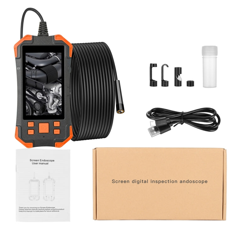 T20 4.3 inch IPS Screen 5.5mm Dual Camera IP67 Water-resistant Hard Cable Digital Endoscope, Length:2m(Black Orange)