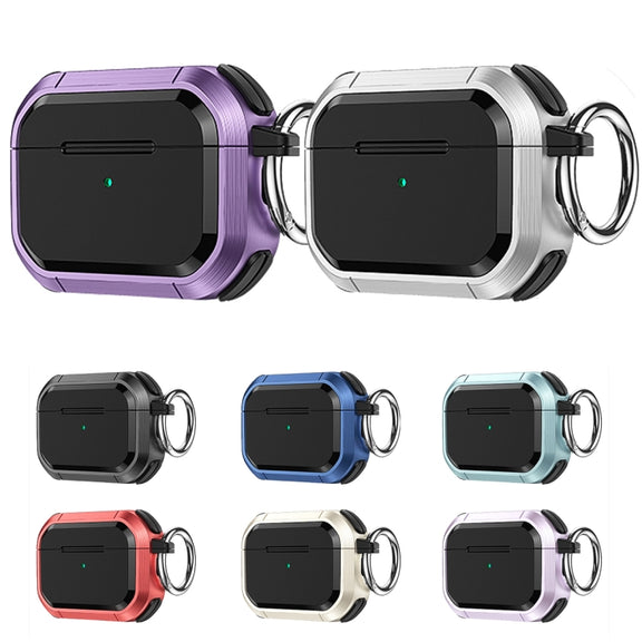 For AirPods 3 Armor TPU + PC Earbuds Box Protective Case with Metal Buckle(Lavender)