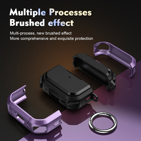 For AirPods Pro / Pro 2 Armor TPU + PC Earbuds Box Protective Case with Metal Buckle(Lavender)