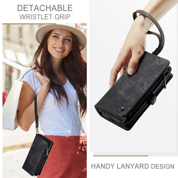 For Samsung Galaxy Z Fold6 5G CaseMe 008 Multifunctional Zipper Wallet Leather Phone Case with Lanyard(Black)