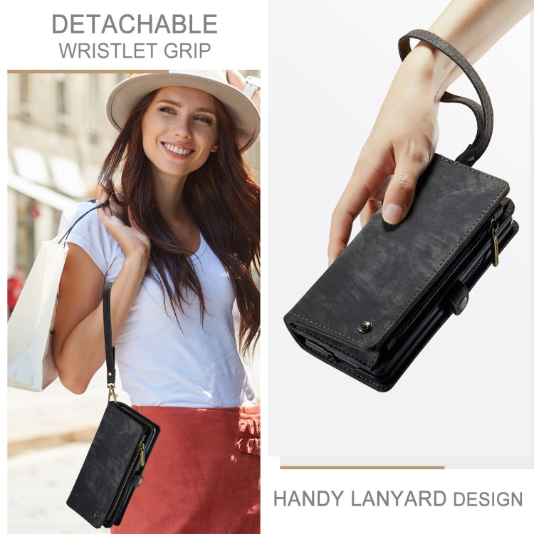 For Samsung Galaxy Z Fold6 5G CaseMe 008 Multifunctional Zipper Wallet Leather Phone Case with Lanyard(Black)
