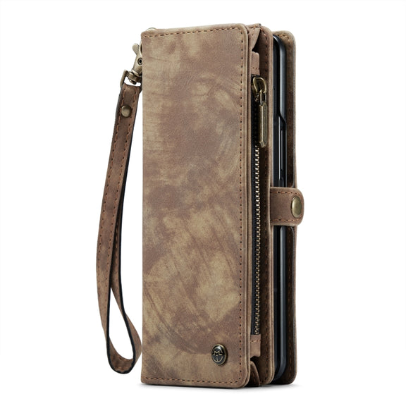 For Samsung Galaxy Z Fold6 5G CaseMe 008 Multifunctional Zipper Wallet Leather Phone Case with Lanyard(Brown)
