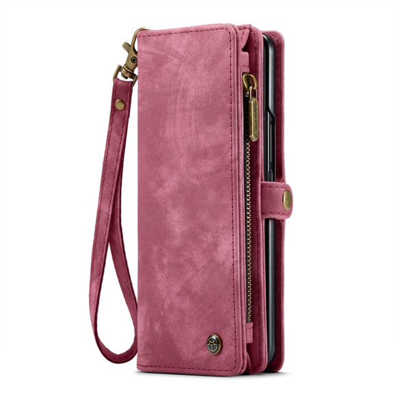 For Samsung Galaxy Z Fold6 5G CaseMe 008 Multifunctional Zipper Wallet Leather Phone Case with Lanyard(Red)